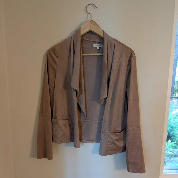 Max Studio Faux Suede Elegant Tan Women's Jacket Size M - Picture 3 of 7